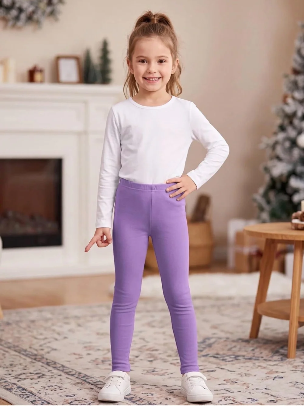 Girls Stretch Cotton Pajama Pants - Black, White, Purple, Fuchsia, Light Pink